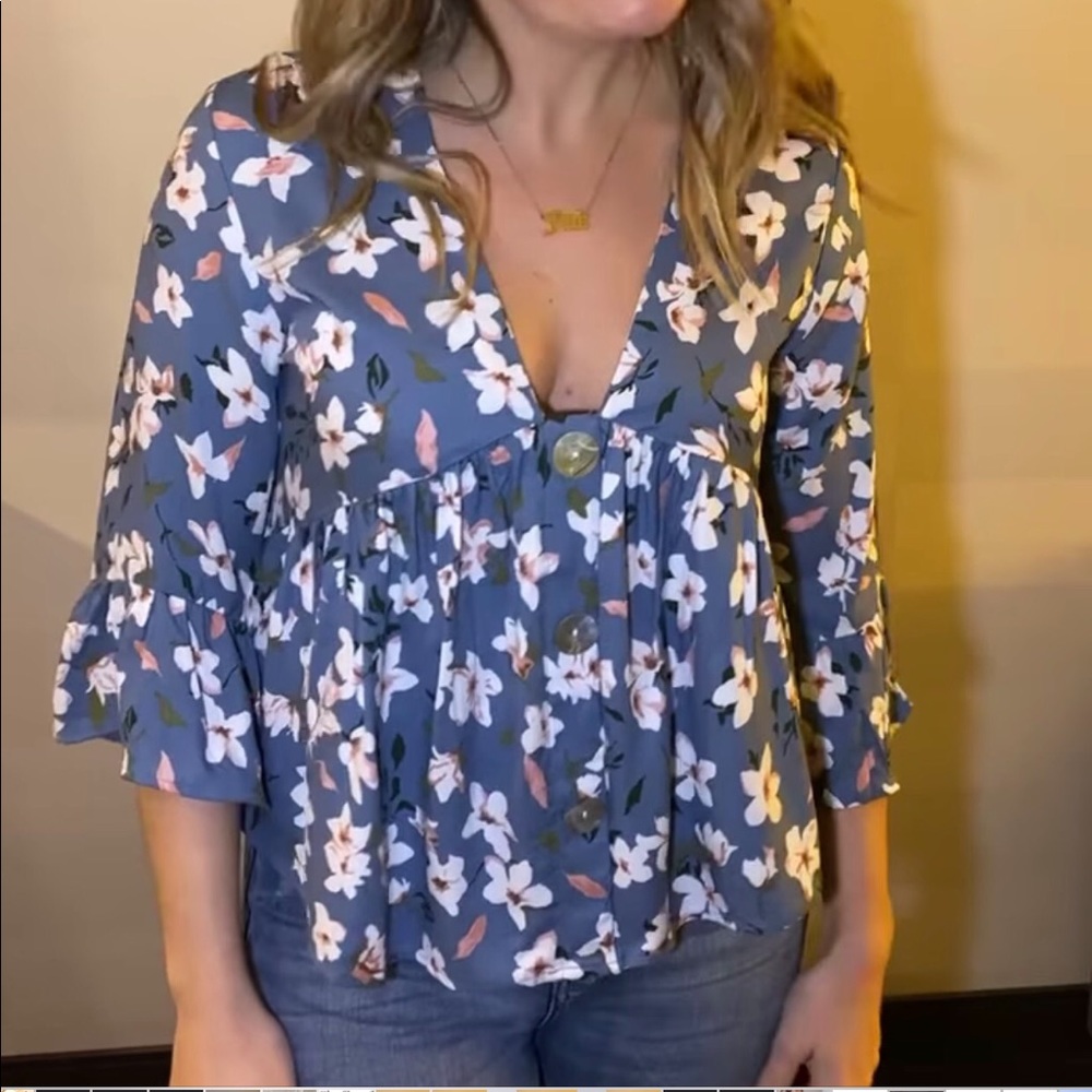 Floral boutique top shirt boho